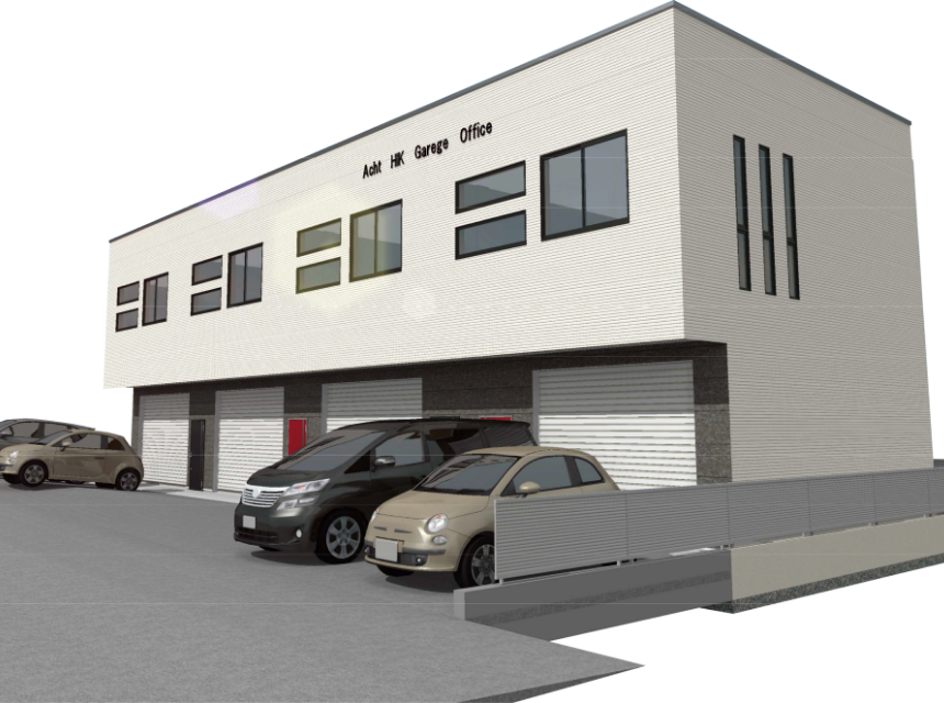 Acht HIK Garage Office 寝屋川の外観パース